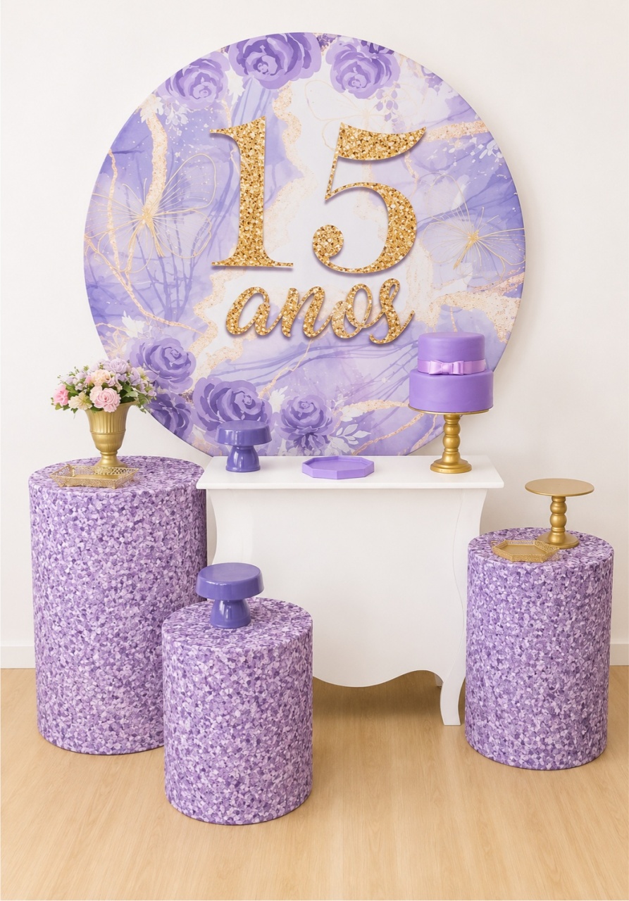  15 Anos Lilás Kit 2 - Dcoração de mãe 