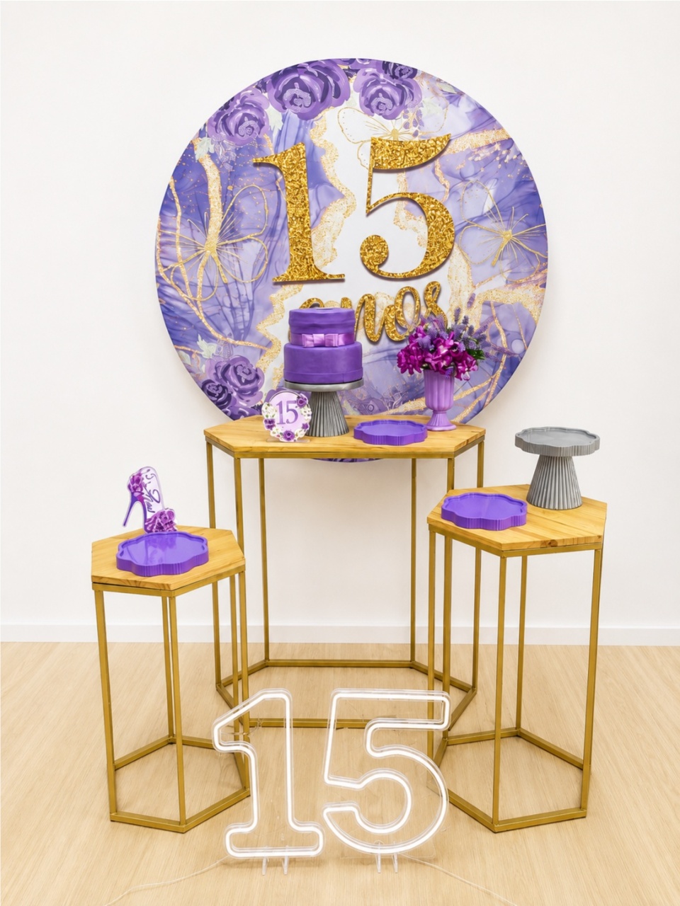 Roxo E Prata. 15 Anos - Dcoração de mãe 