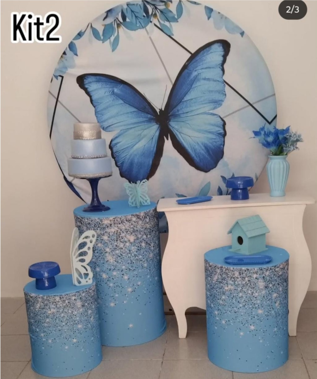 Borboleta Azul Kit 2 - Dcoração de mãe 