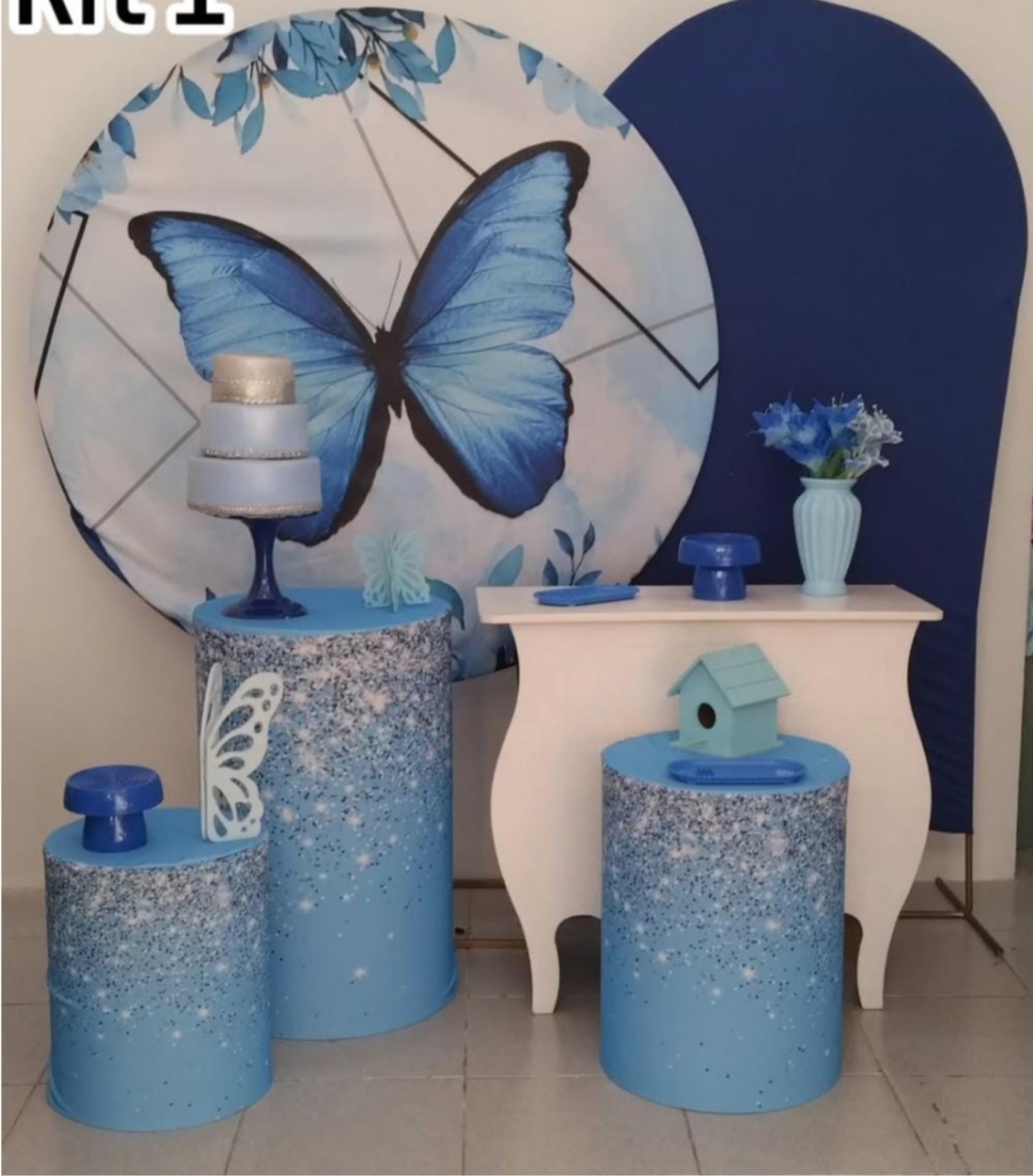 Borboleta Azul Kit 1 - Dcoração de mãe 