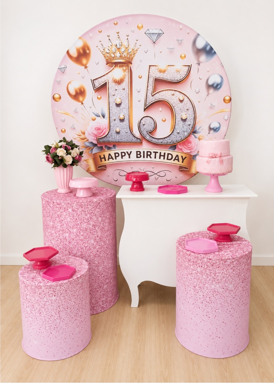 15 Anos Rosa Kit 2 - Dcoração de mãe 