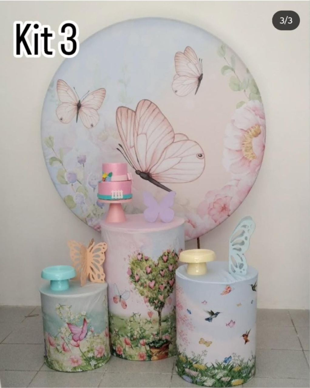 Borboleta Rosa Kit 3 - Dcoração de mãe 