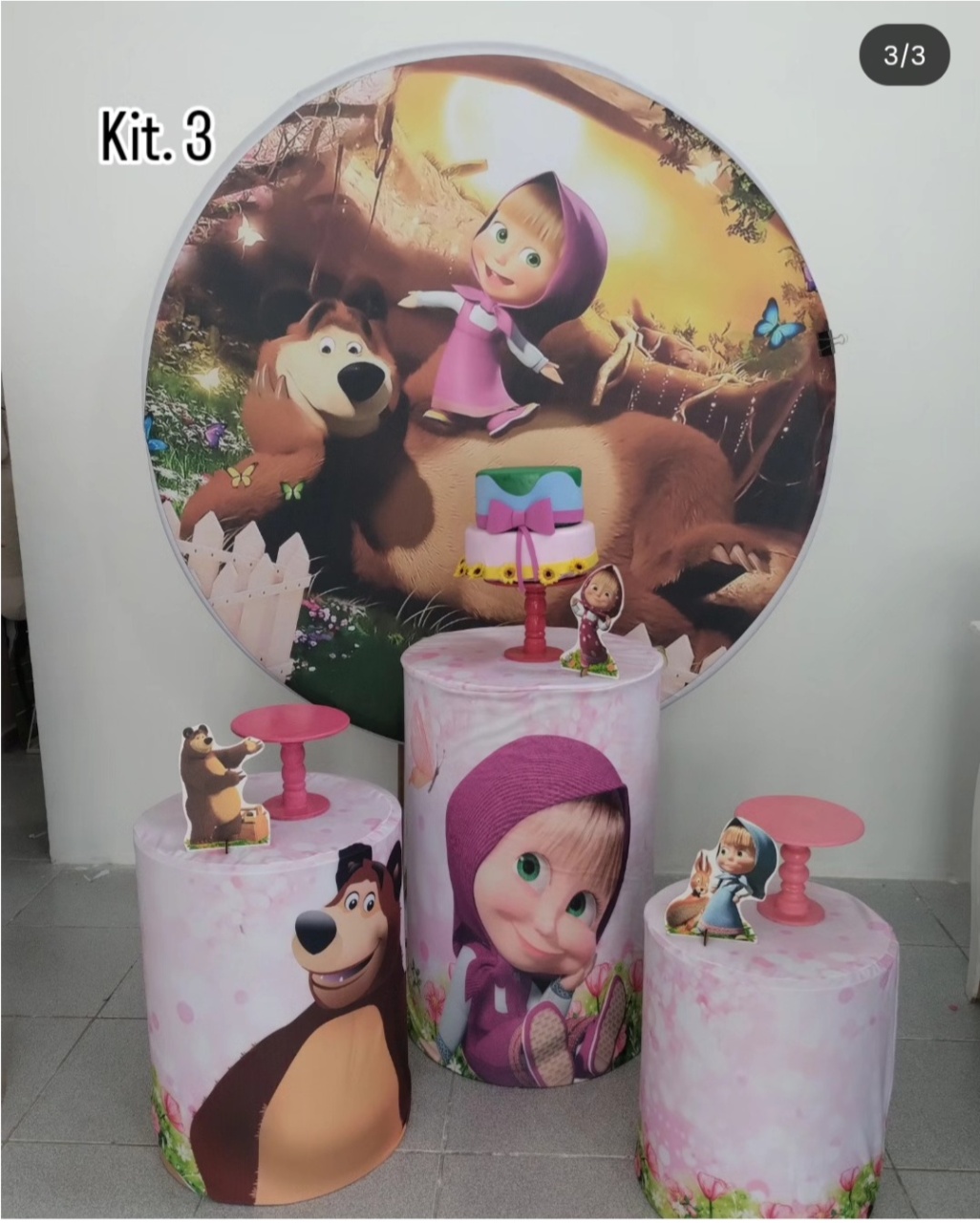Masha E Urso Kit 3 - Dcoração de mãe 