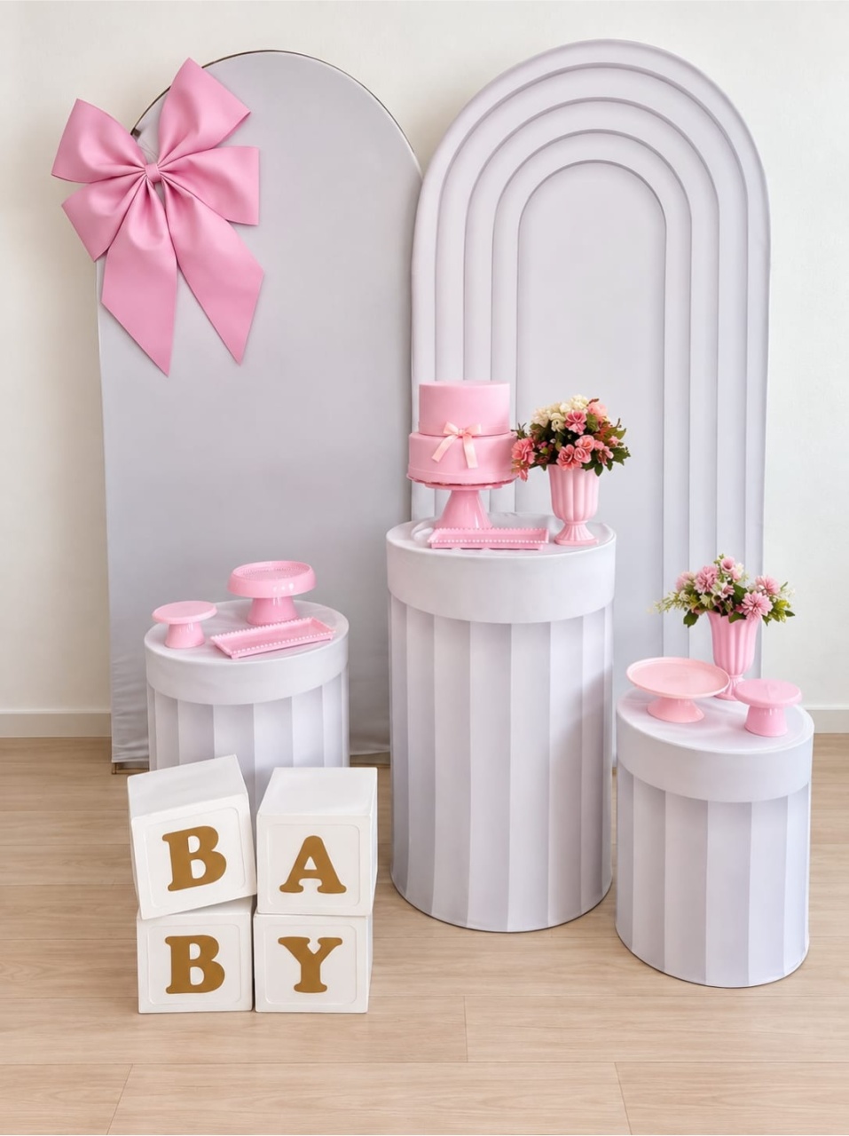 Chá de Bebê Branco Com Rosa (A) - Dcoração de mãe 