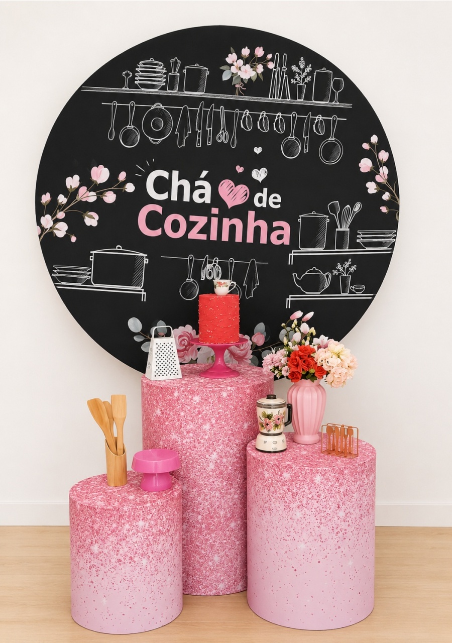 Chá de Cozinha Preto E Rosa Kit 3 - Dcoração de mãe 