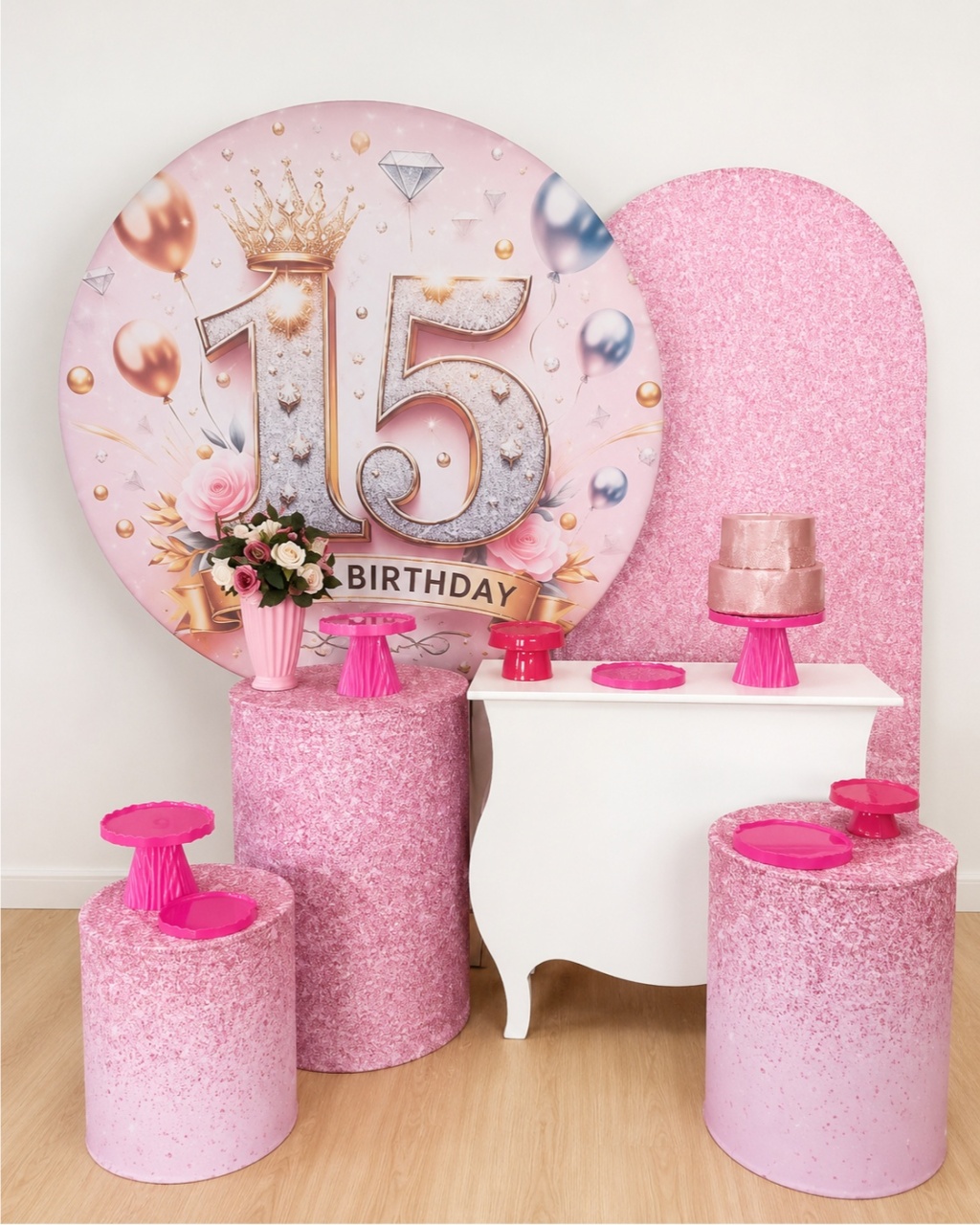 15 Anos Rosa Kit 1 - Dcoração de mãe 