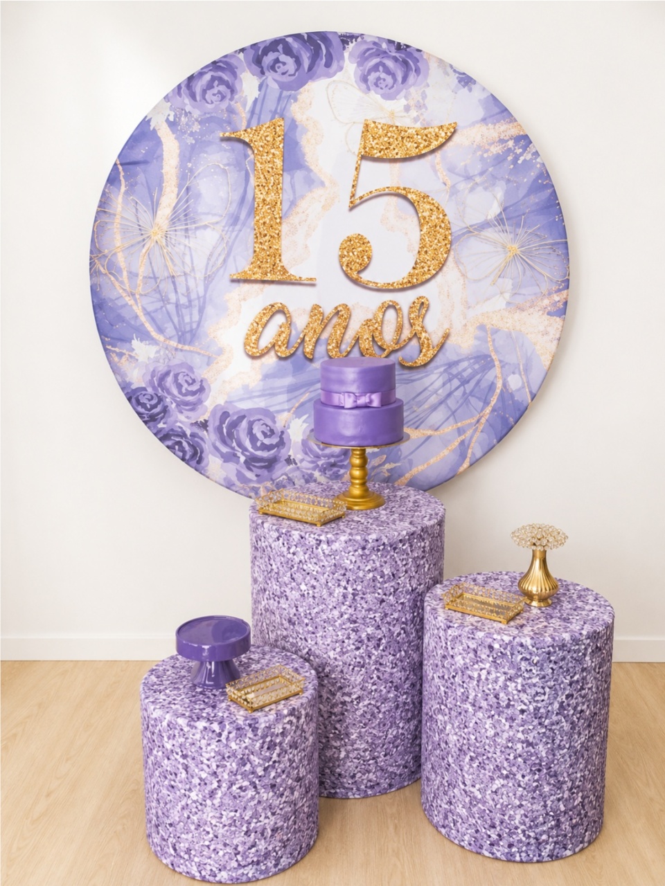 15 Anos Lilás Kit 3 - Dcoração de mãe 