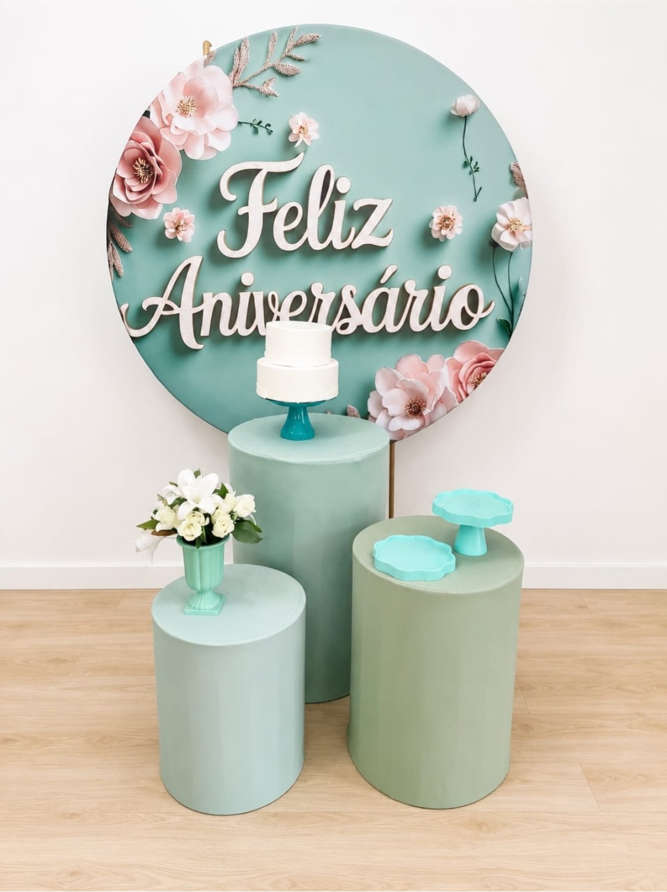 Feliz Aniversário Verde Kit 3 - Dcoração de mãe 
