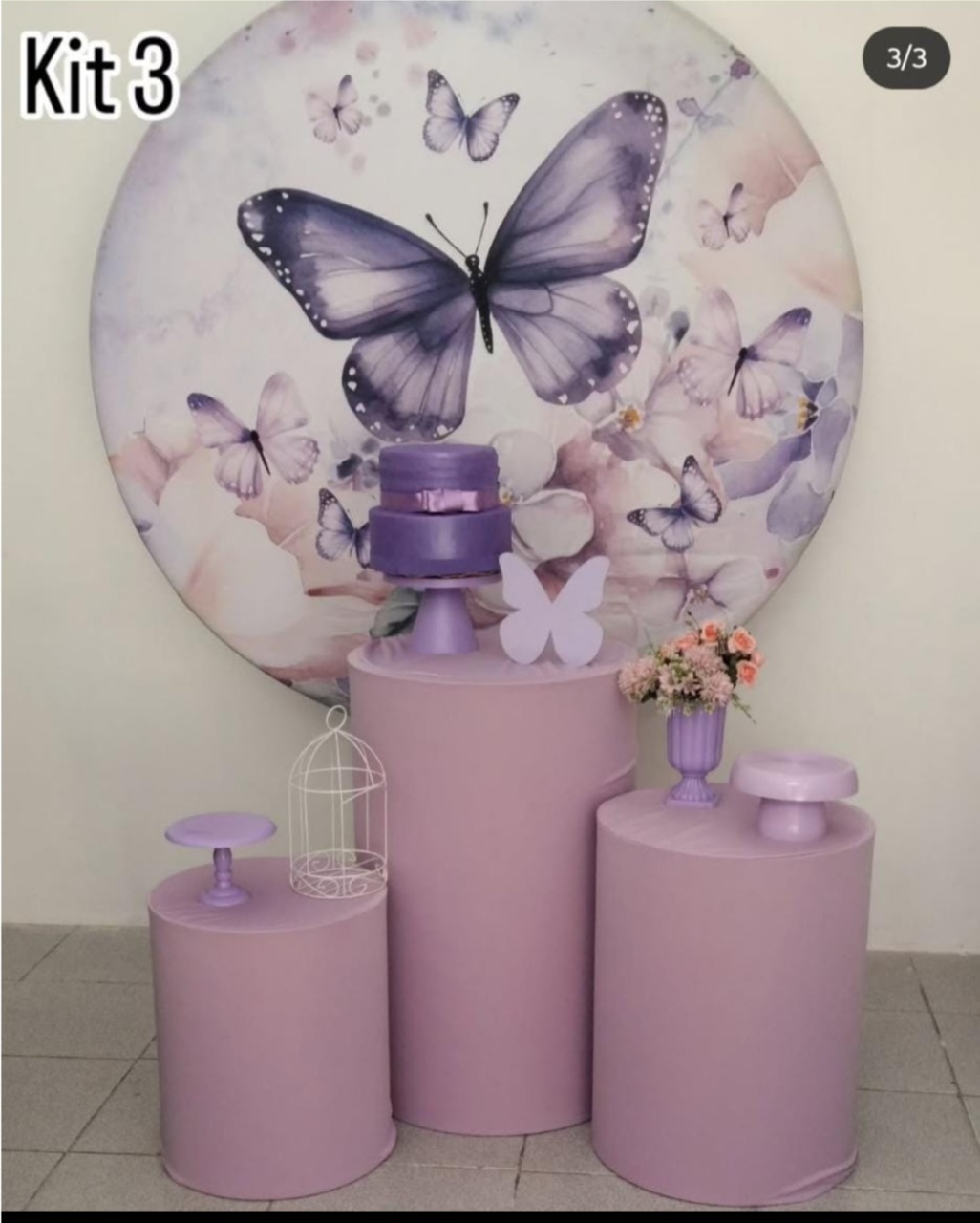 Borboleta Lilás Kit 3  - Dcoração de mãe 