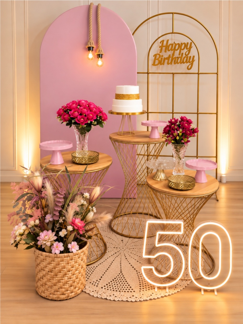 Rosa Com Dourado - Dcoração de mãe 