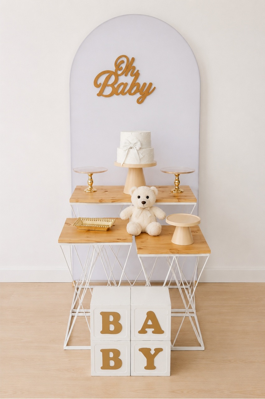 Chá de Bebê Branco E Dourado - Dcoração de mãe 
