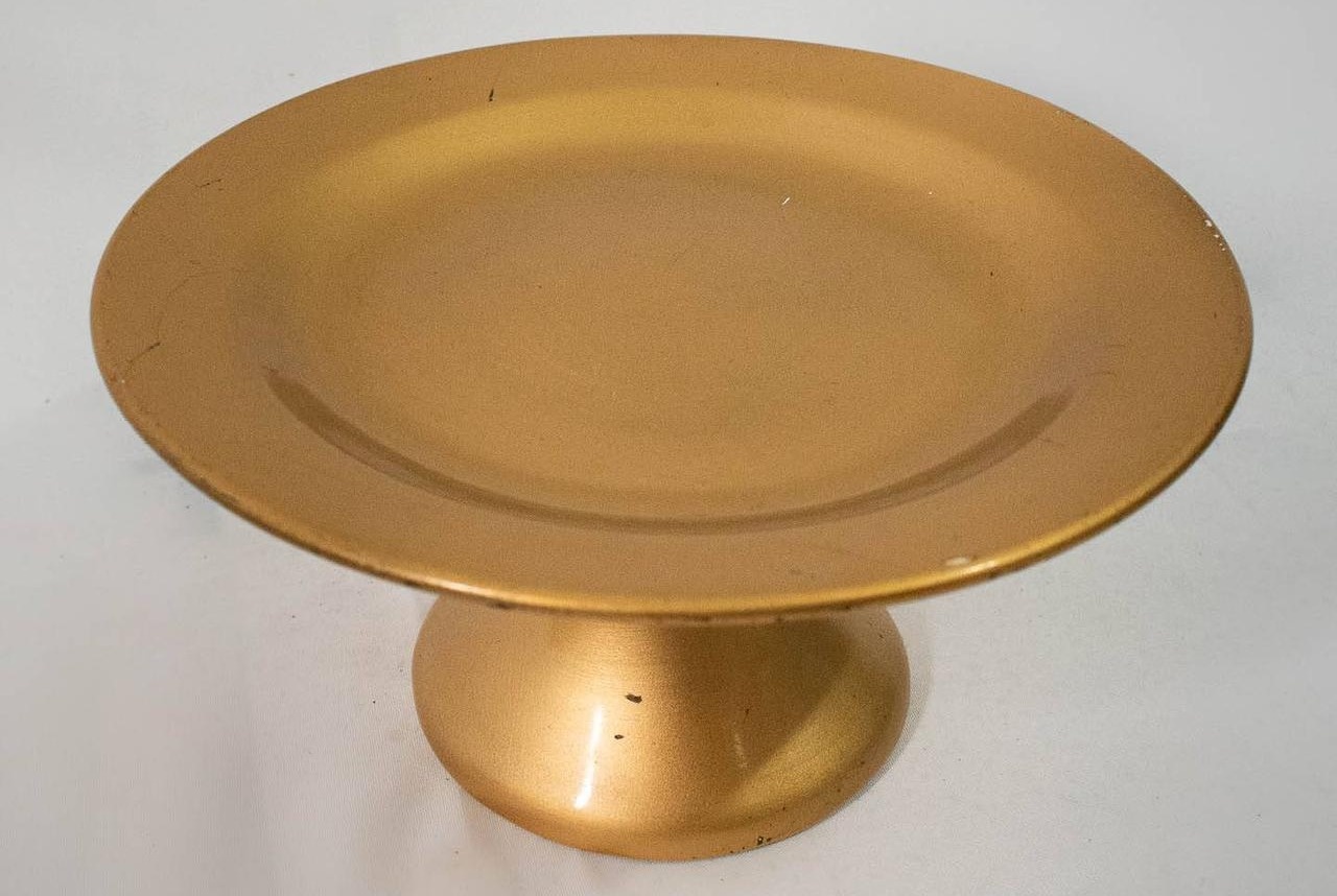 Bandeja Cerâmica Redonda Dourado G - Vanessalocações