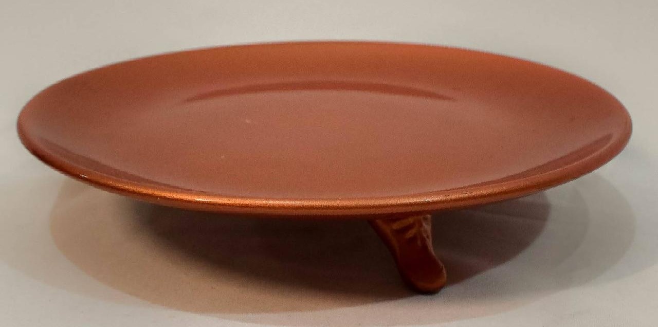 Bandeja Cerâmica  Redonda Pé Baixo Côncava Cobre G - Vanessalocações