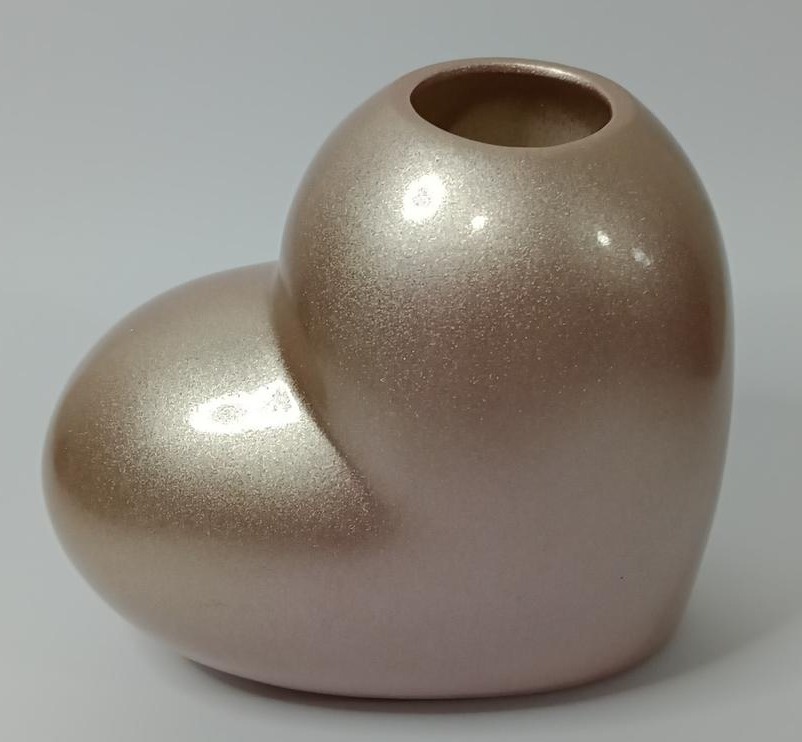 Vaso Cerâmica Coração  Rosê - Vanessalocações