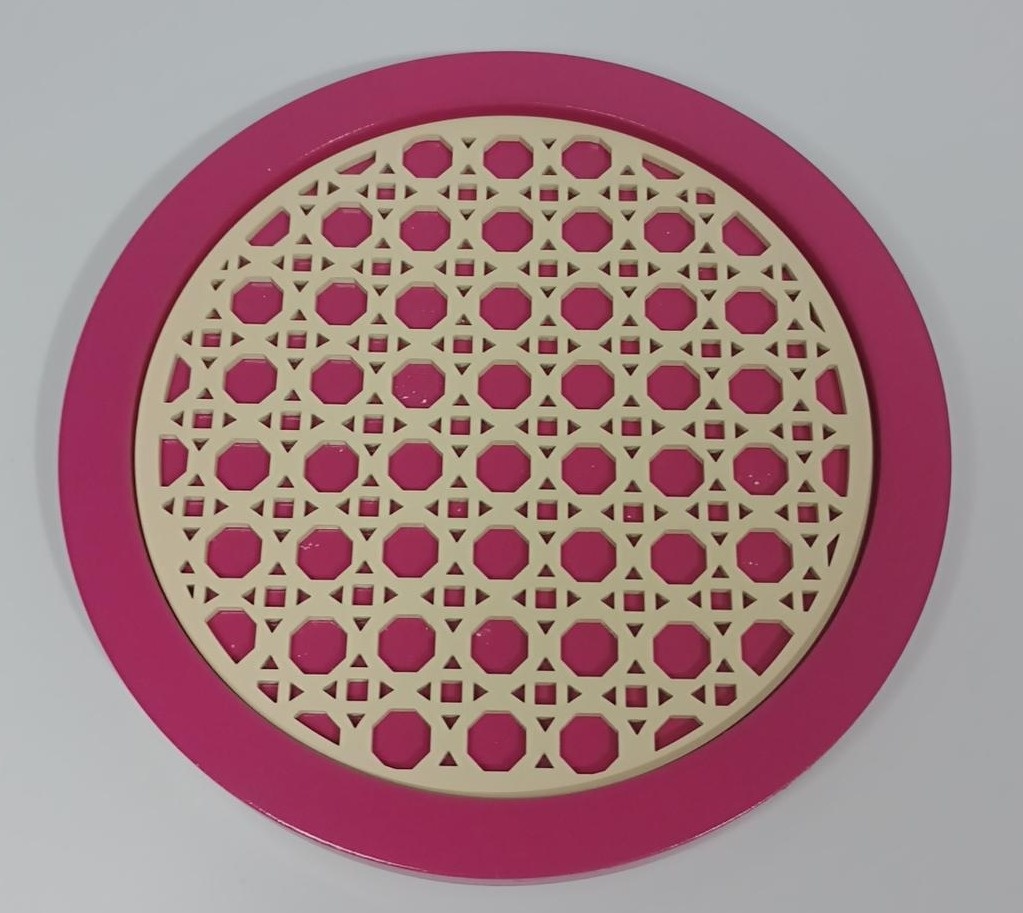 Bandeja Mdf Redonda Boho Pink - Vanessalocações