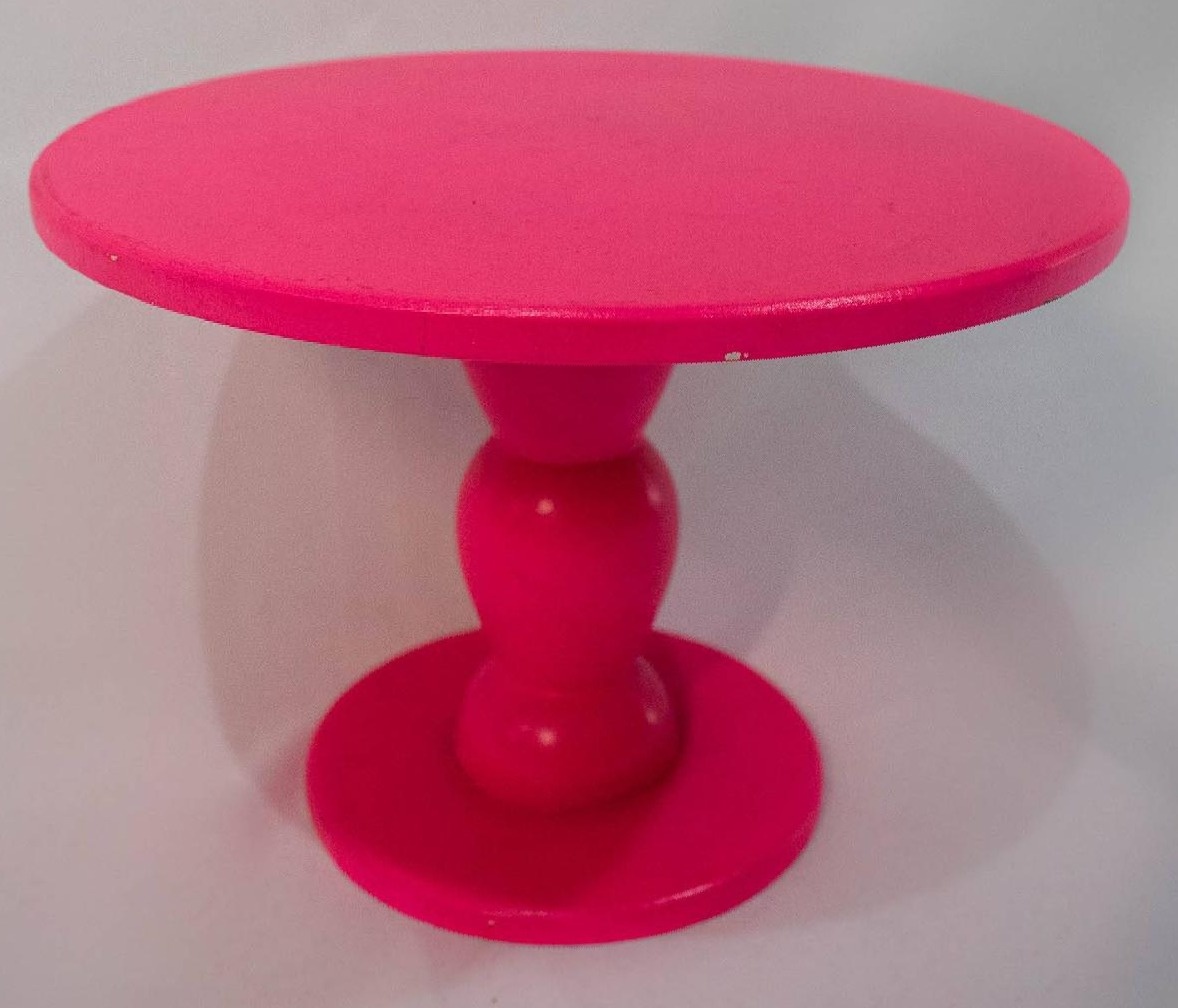 Bandeja Mdf Redonda Pé Alto  Pink  Neon M - Vanessalocações