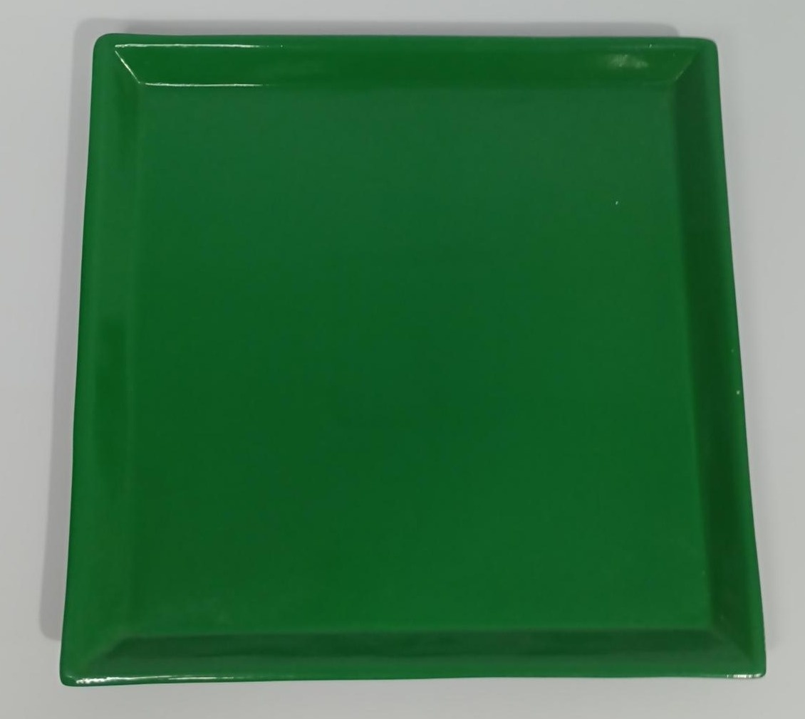 Bandeja  Cerâmica Quadrada Baixa Verde Folha G - Vanessalocações
