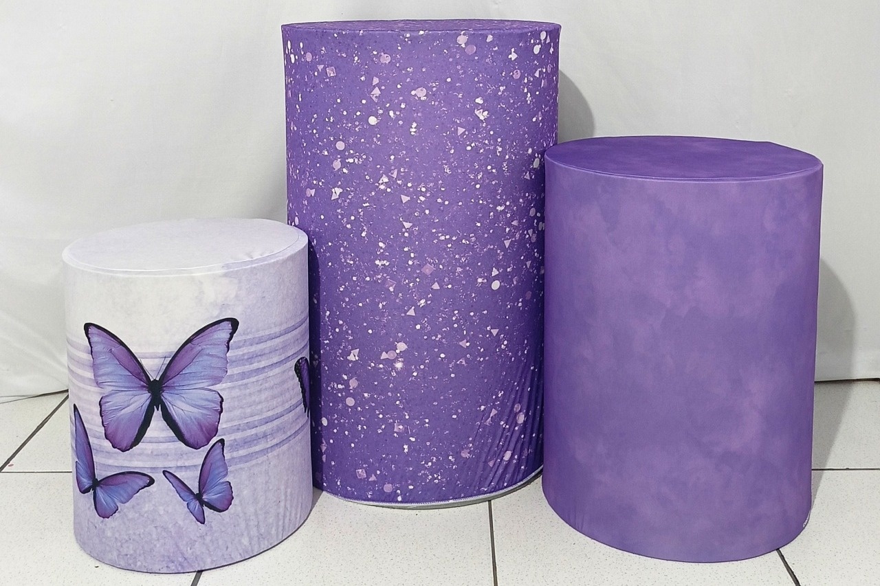Trio de Capas Para Cilindros Borboleta Lilás  - Vanessalocações