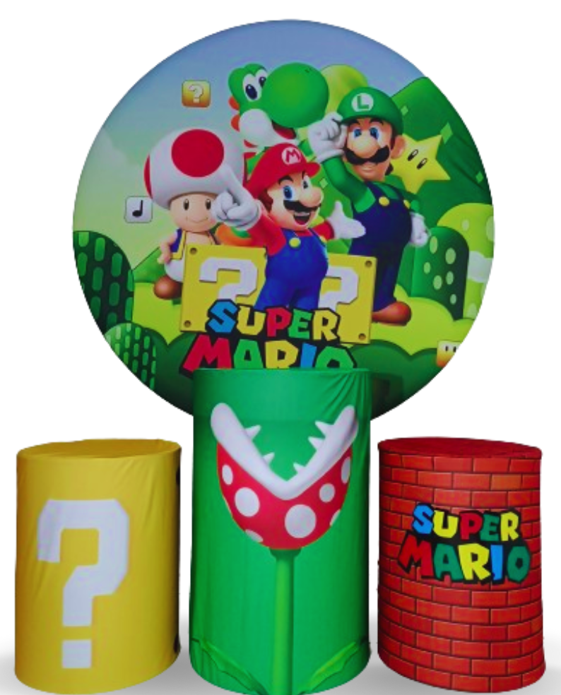Coleção Clean - Mario Bross - Painel + Suporte + Trio de Cilindros + Capas - CamaleãoLocaçoes