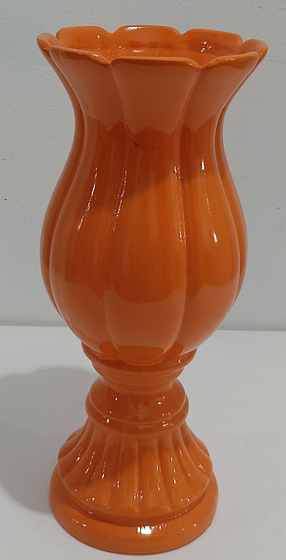 Vaso Cerâmica Taça Flor Laranja  - Vanessalocações