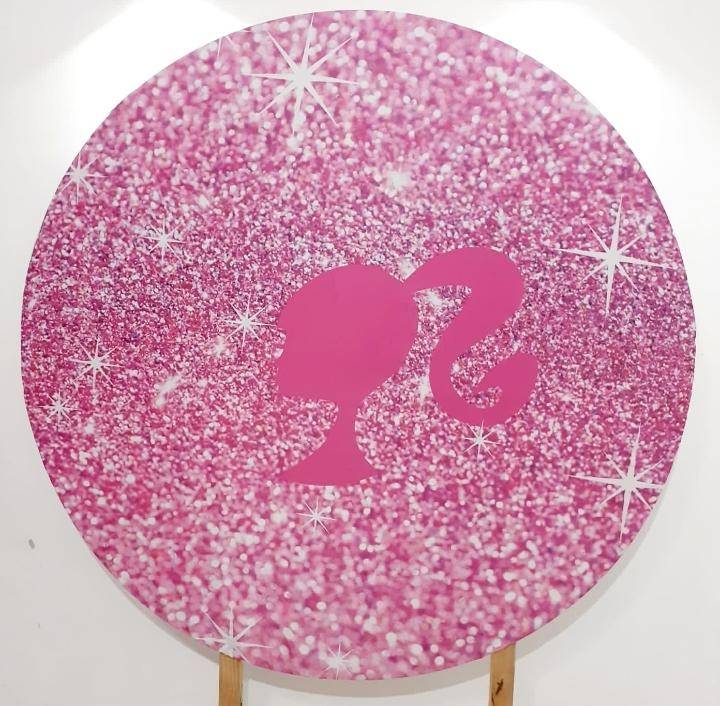 Capa P/ Painel Circular -   Barbie Gliter - Vanessalocações
