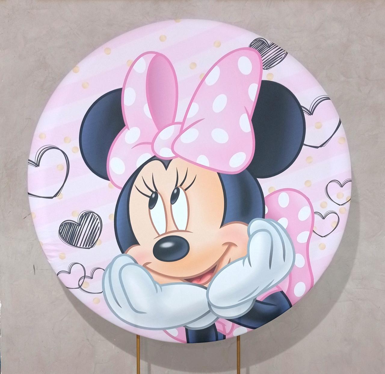 Capa P/ Painel Circular  -  Minnie Rosa - Vanessalocações
