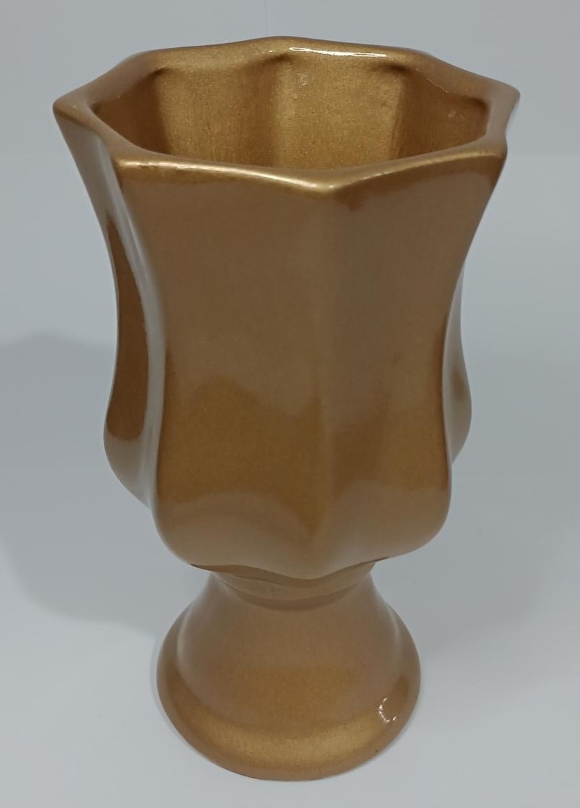 Vaso Cerâmica Dourado M - Vanessalocações