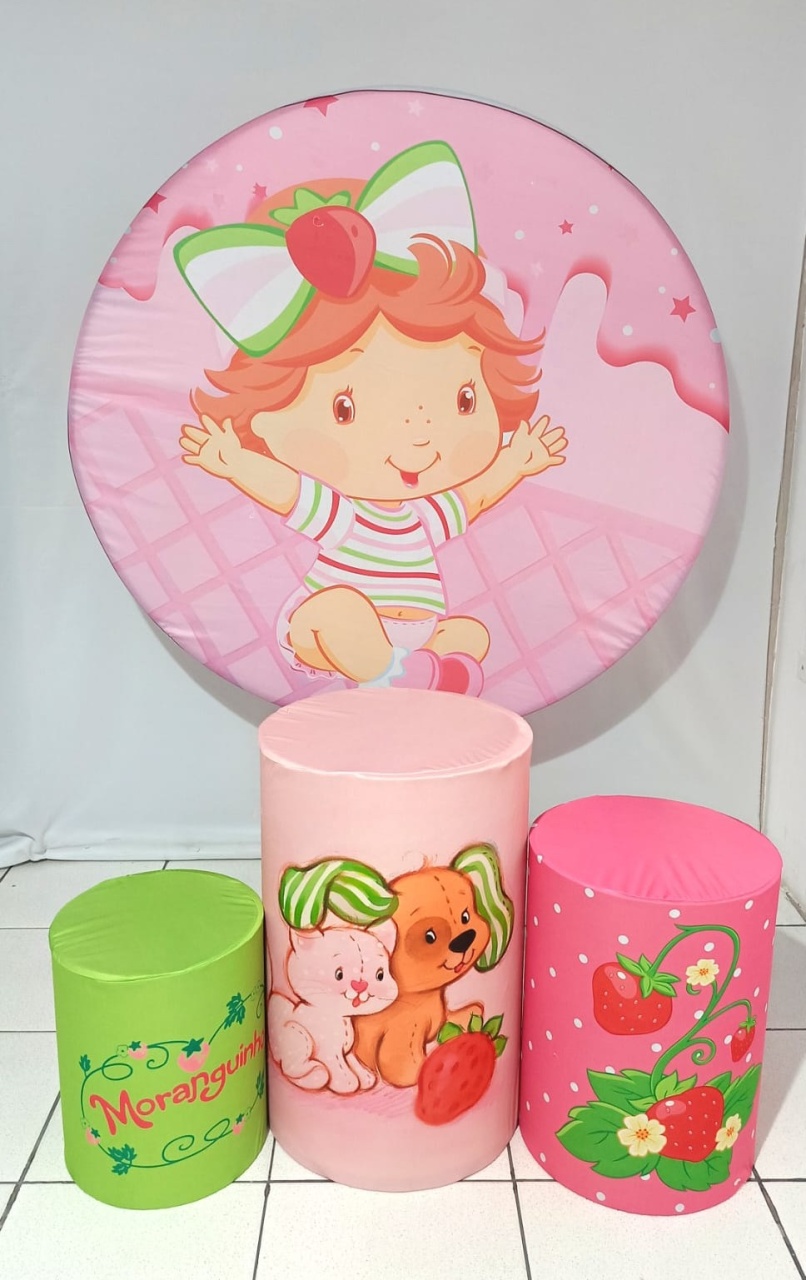 Coleção Clean - Moranguinho - Suporte + Painel - Capas - Trio de Cilindro - P - M - G - CamaleãoLocaçoes
