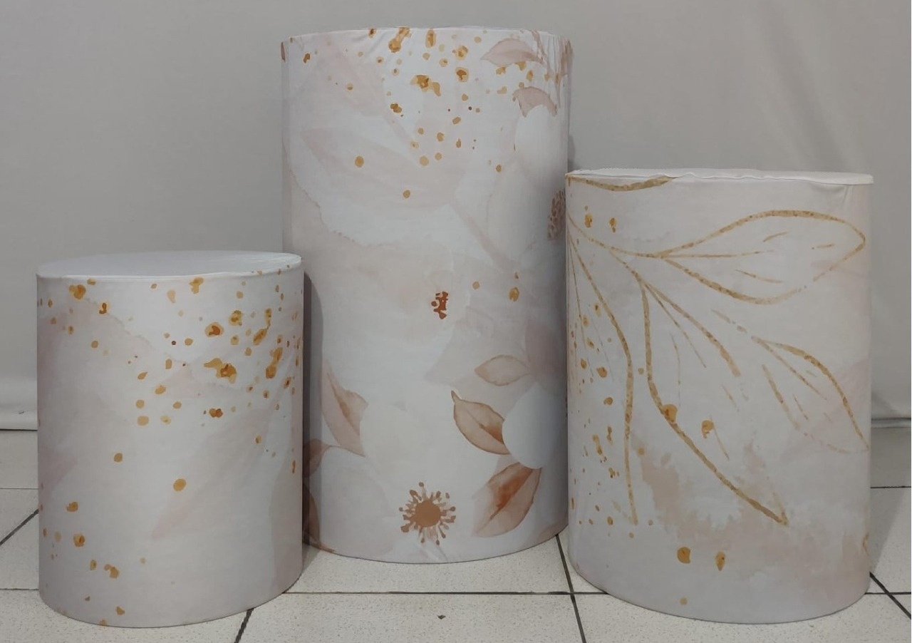 Trio de Capas Para Cilindro Floral Dourado/Cobre/ de Repente - Vanessalocações