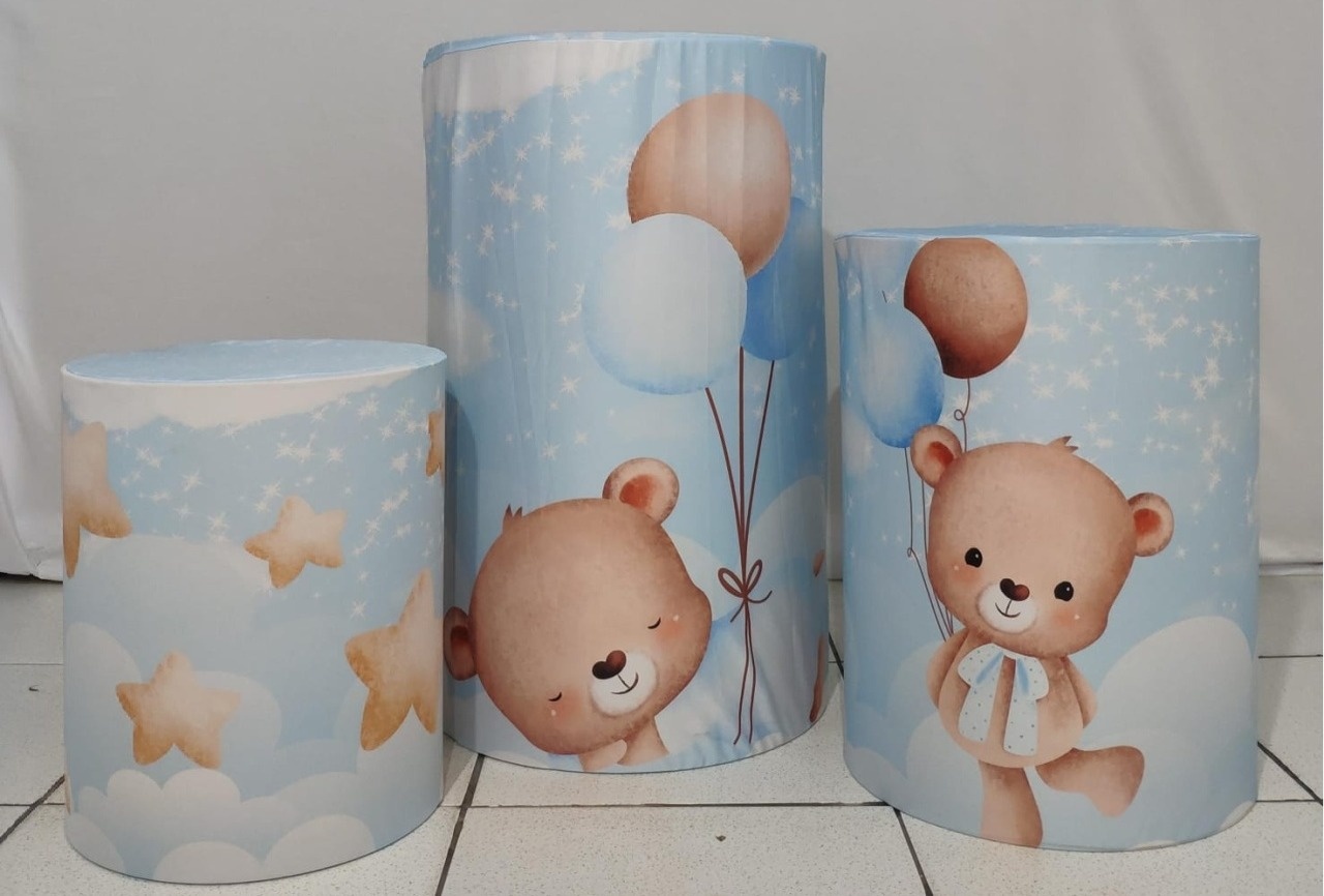 Trio de Capas Para Cilindro Ursinho Azul - Vanessalocações