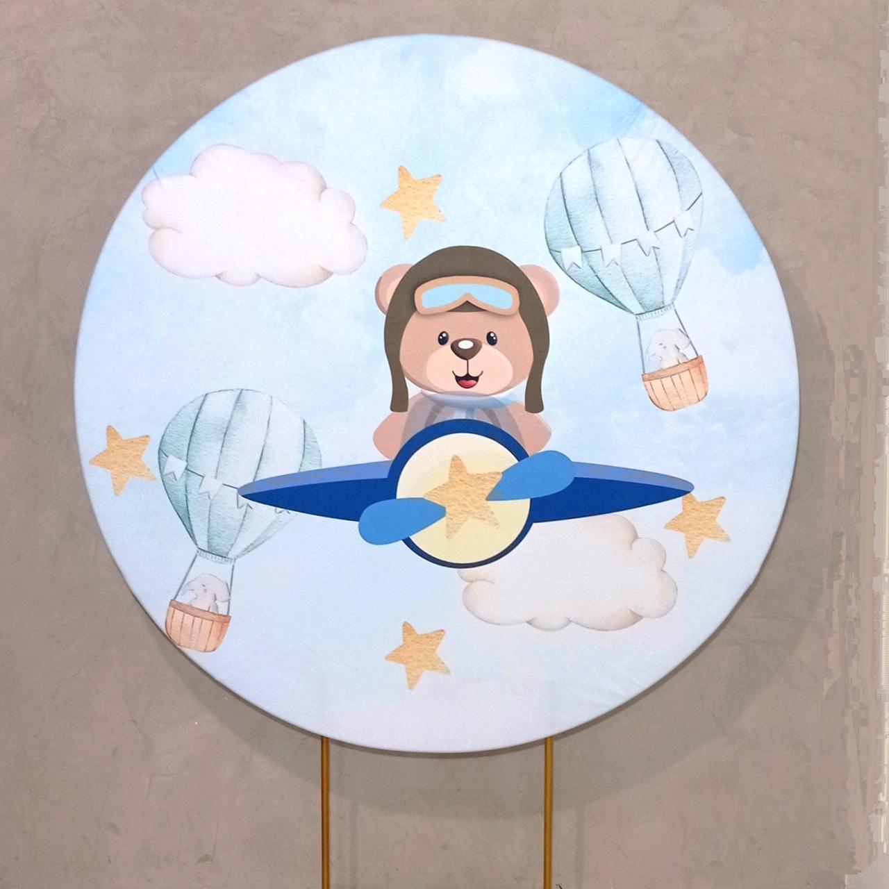 Capa P/ Painel Circular  -  Urso Aviador - Vanessalocações