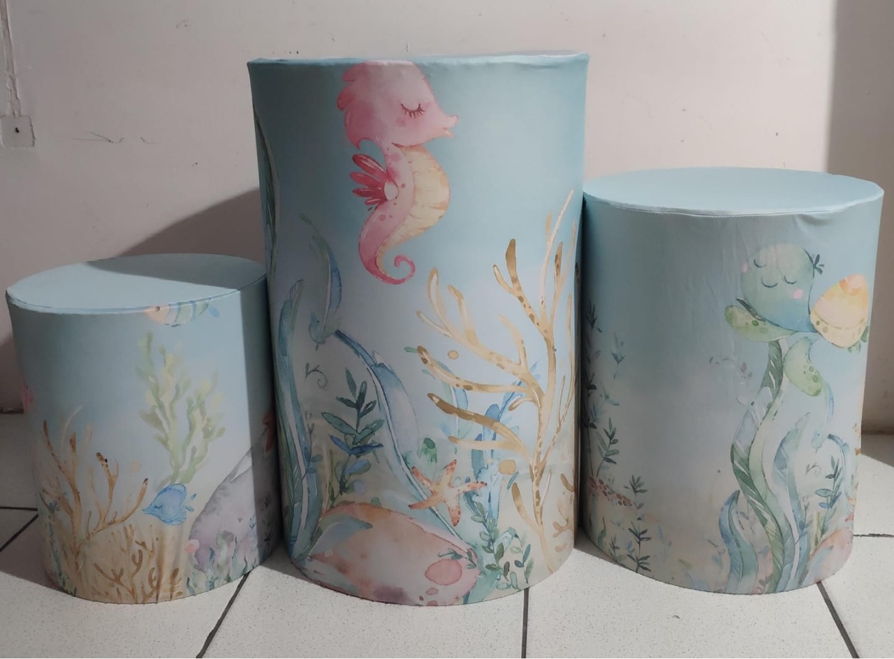 Trio de Capas Para Cilindro Fundo Do Mar Menina - Vanessalocações
