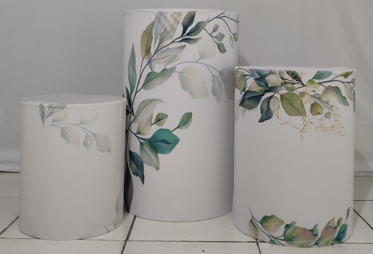 Trio de Capas Para Cilindro Floral Verde - Vanessalocações