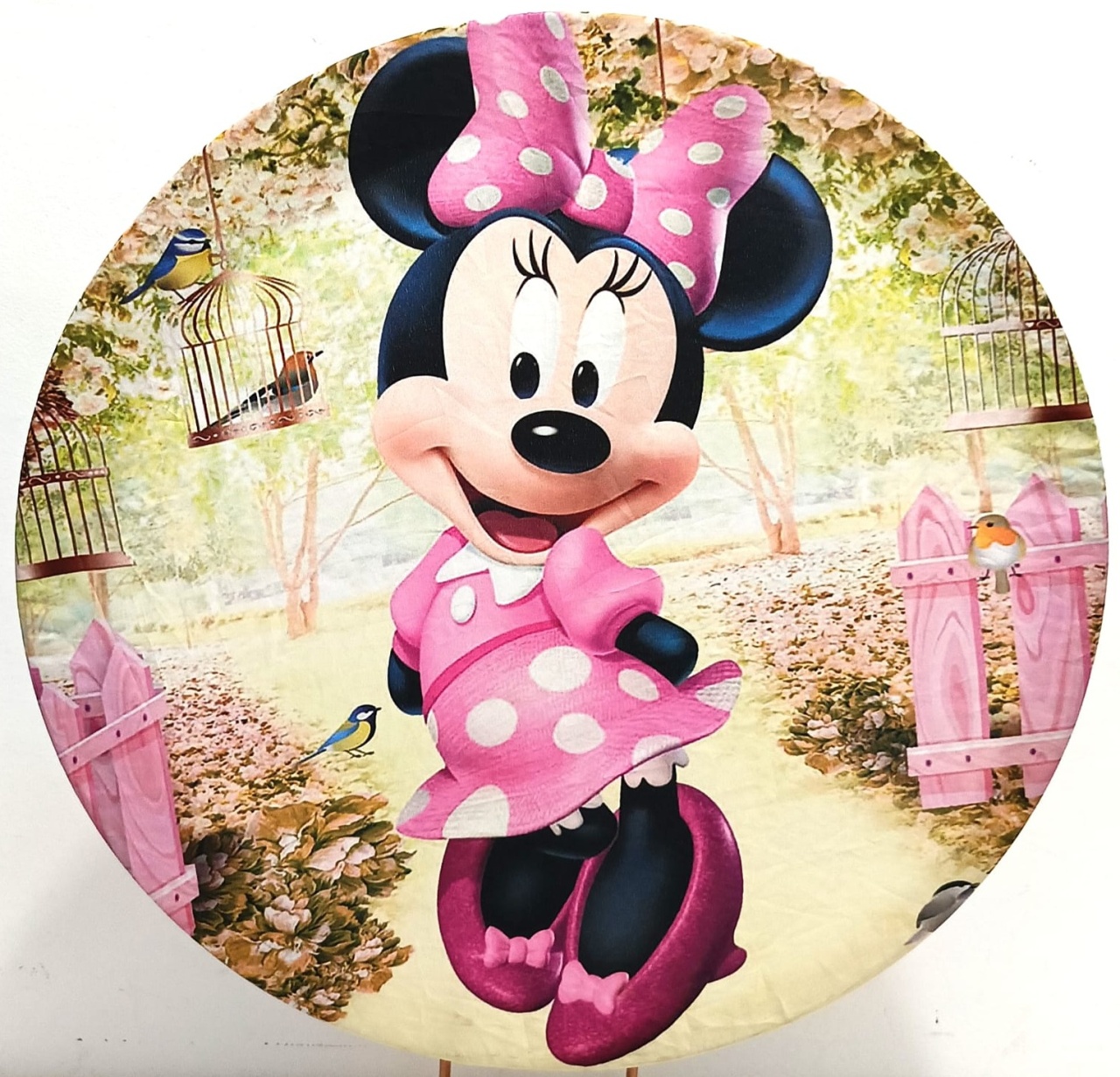 Capa  P/ Painel Circular Minnie Rosa - 50Cm - Vanessalocações