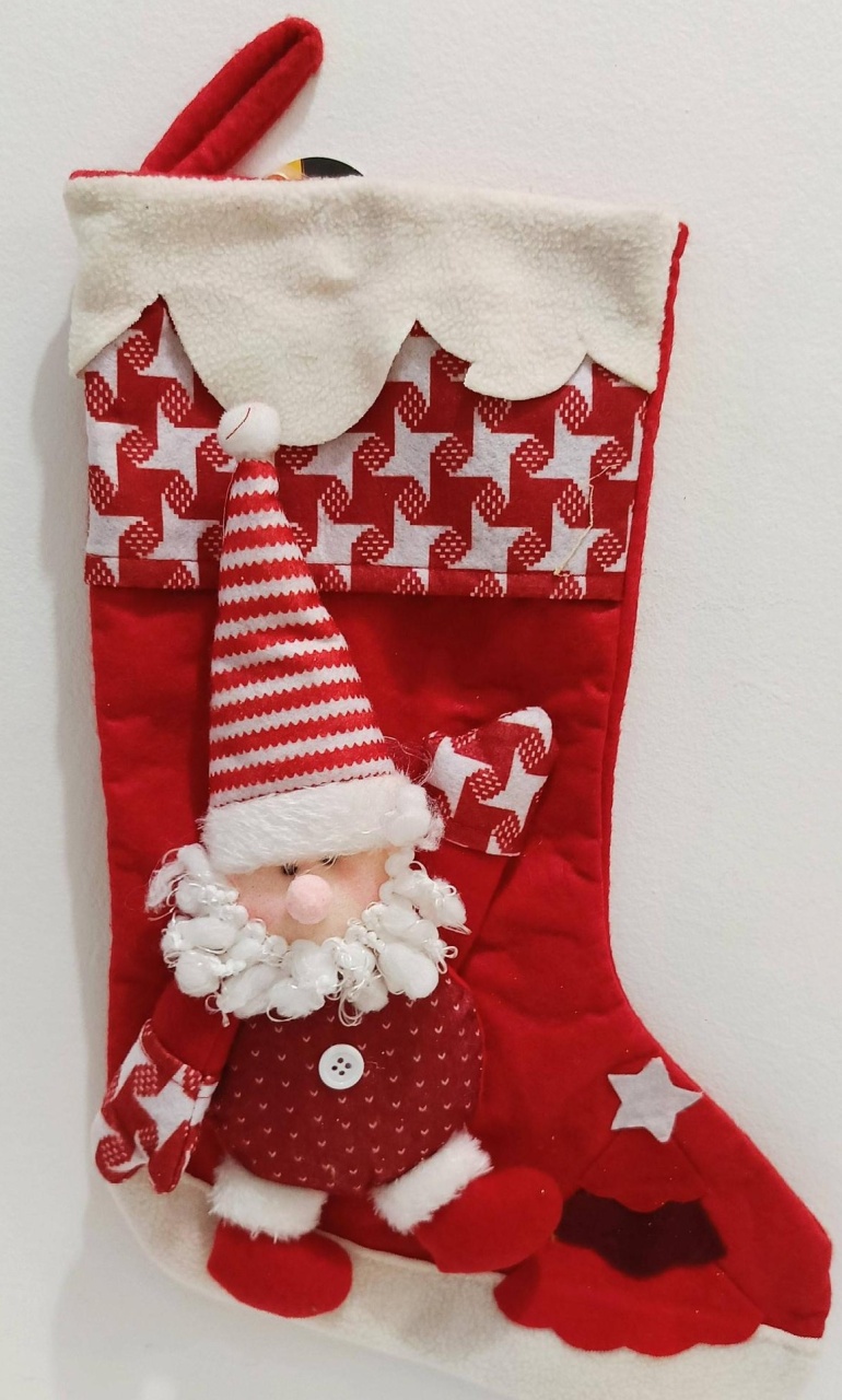 Enfeite Bota de Natal Tecido - Vanessalocações
