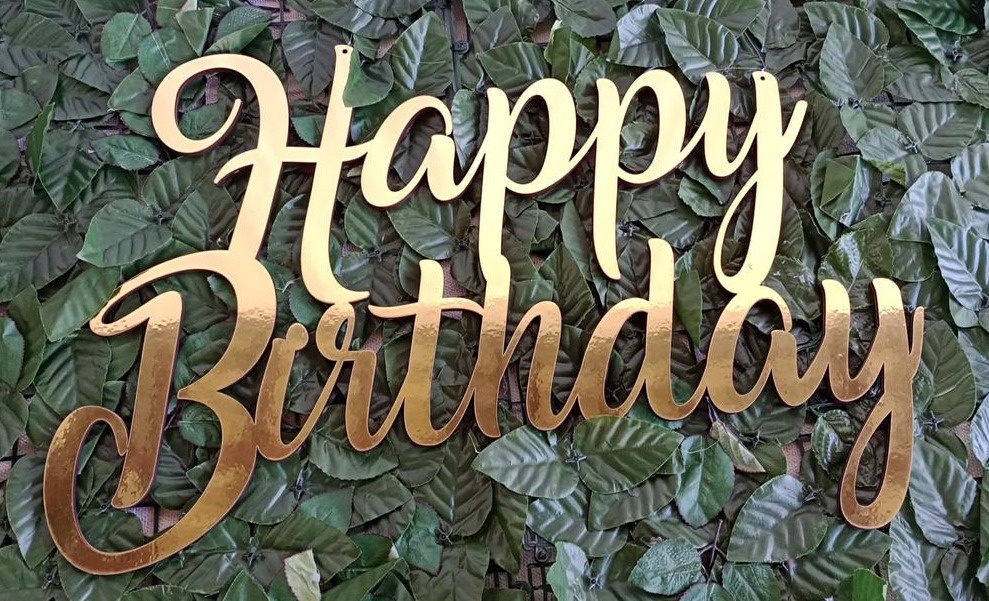 Letreiro Mdf Happy Birthday  Laminado Dourado - CamaleãoLocaçoes