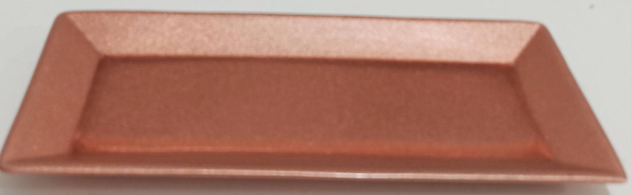 Bandeja Cerâmica Retangular Baixa Rose Gold  - Vanessalocações
