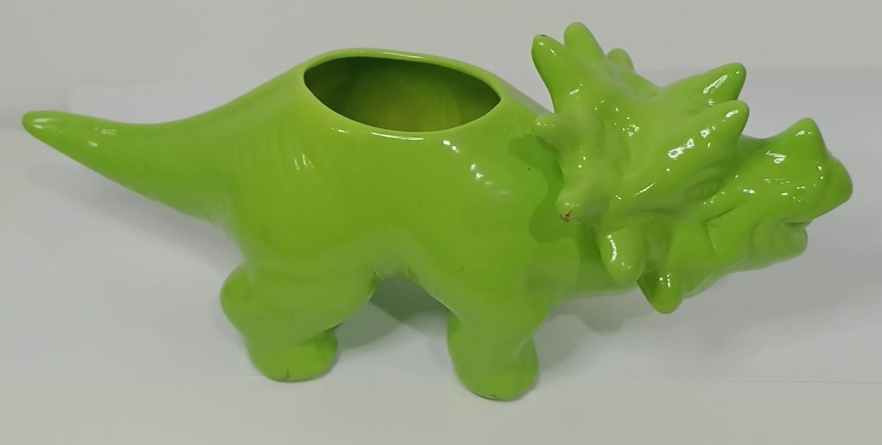 Vaso Cerâmica  Dinossauro Verde - Vanessalocações