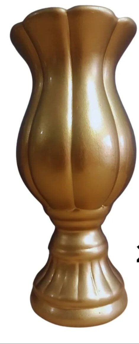 Vaso Cerâmica  Taça Flor Dourado  - Vanessalocações