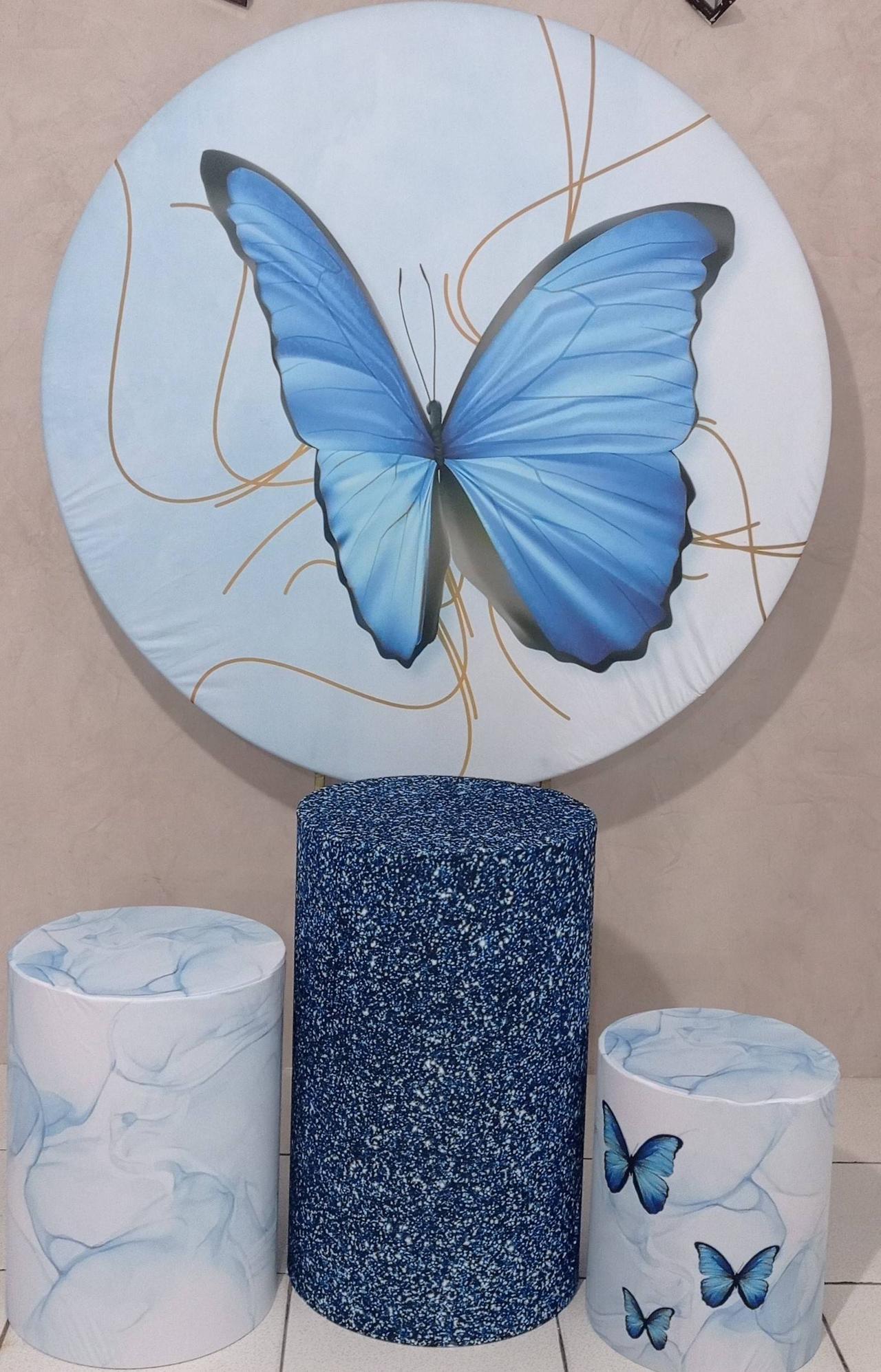 Coleção Clean - Borboleta Azul  -Suporte +  Painel + Trio de Cilindros + Capas - CamaleãoLocaçoes