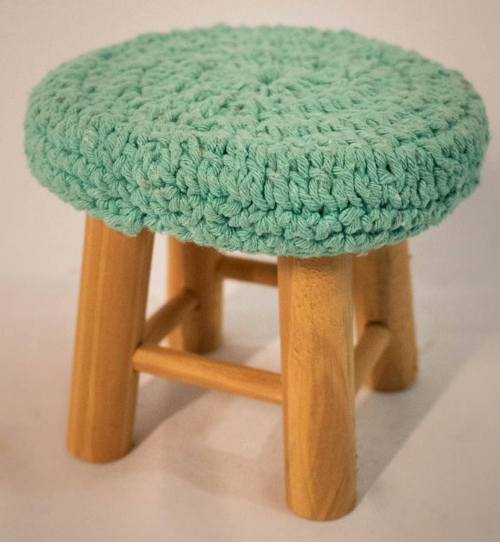 Banco Mdf E Crochê  Verde Tifany - Vanessalocações