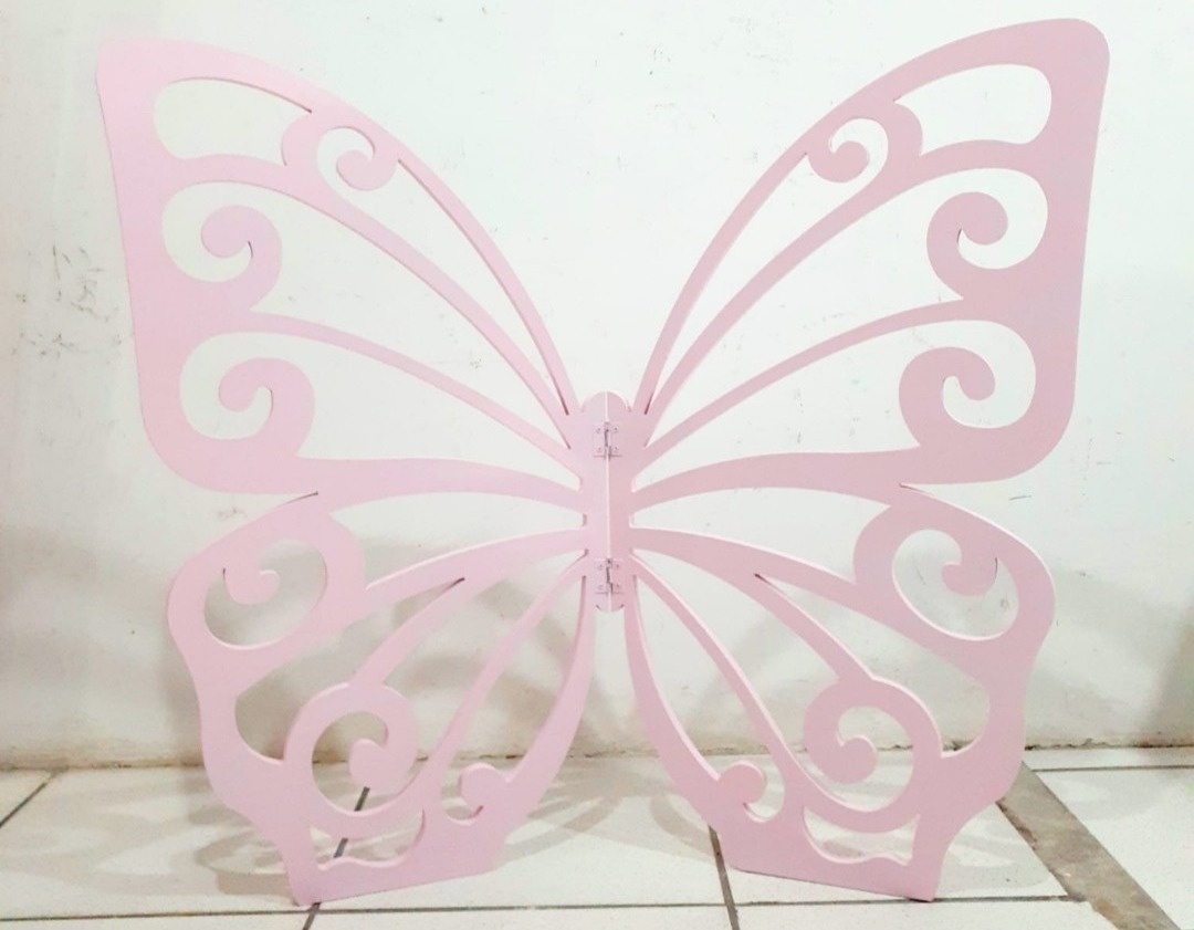 Asa de Borboleta Vazado Mdf -  Rosa - Vanessalocações