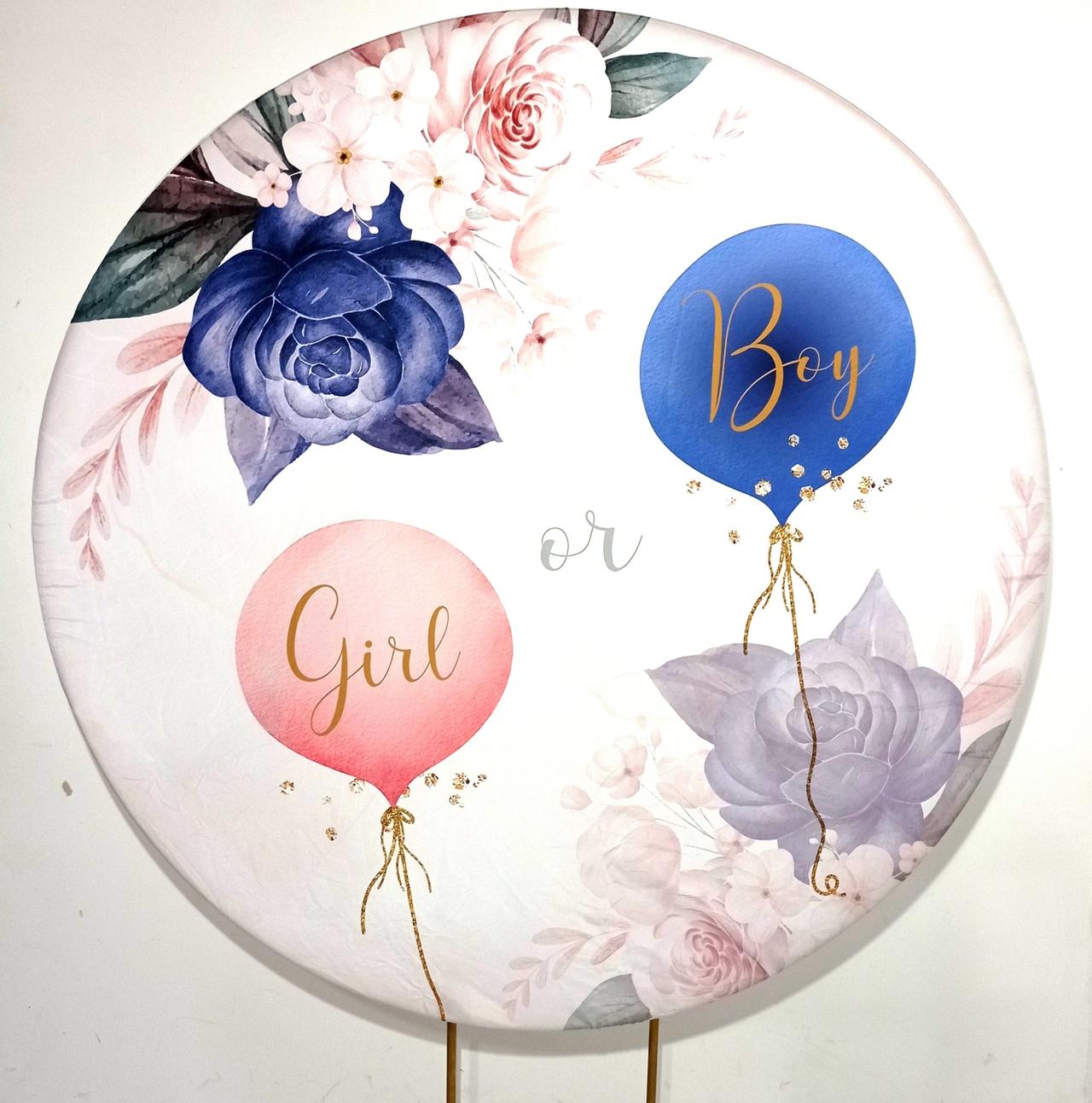 Capa P/ Painel Circular  - Chá Revelação Boy/Girl Azul E Rosa - Vanessalocações