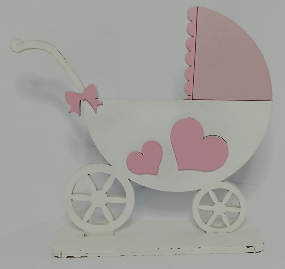 Display Mdf Carrinho de Bebê - Rosa - Vanessalocações