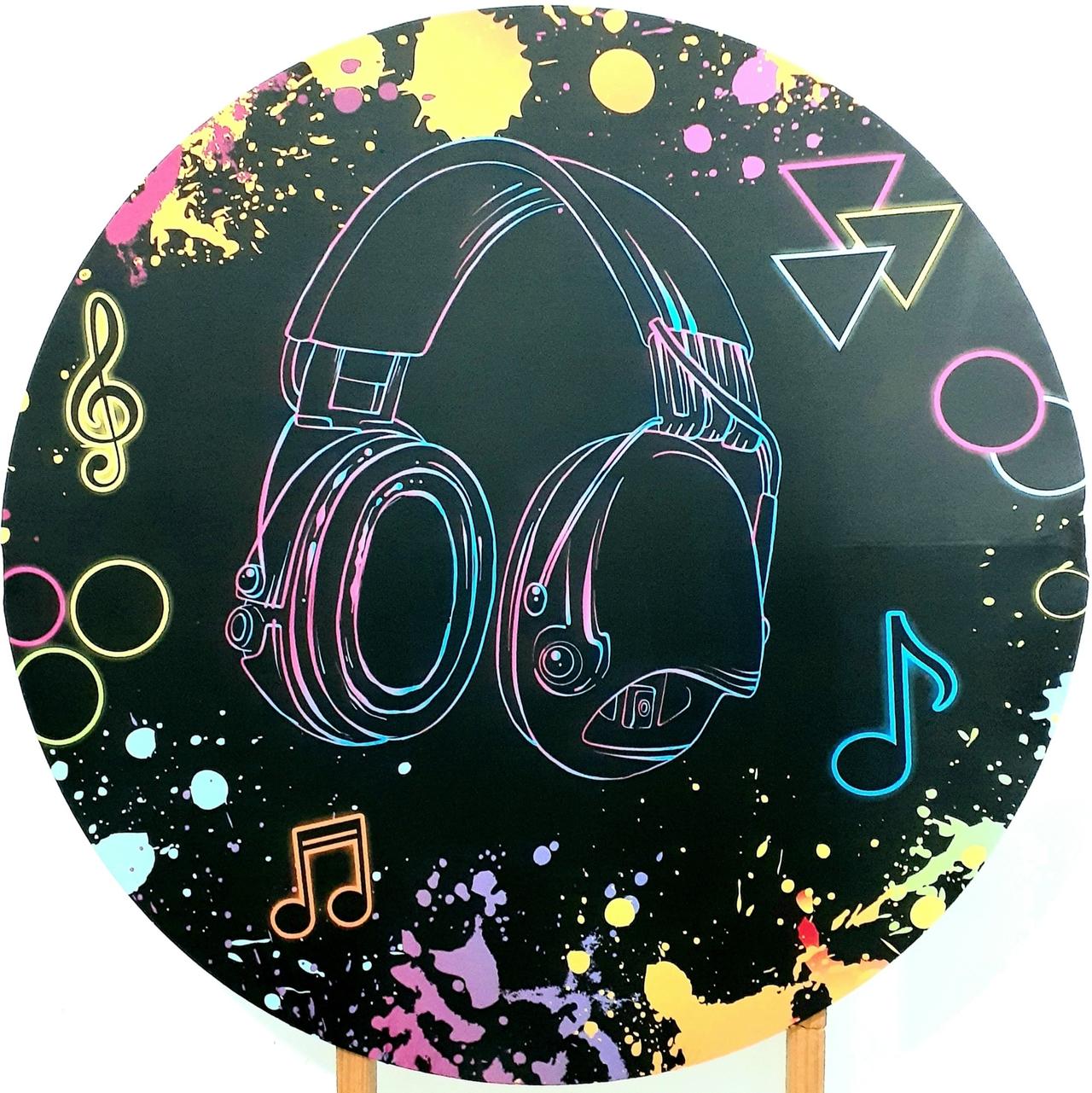 Capa P/ Painel Circular -  Neon Party - Fone - Vanessalocações