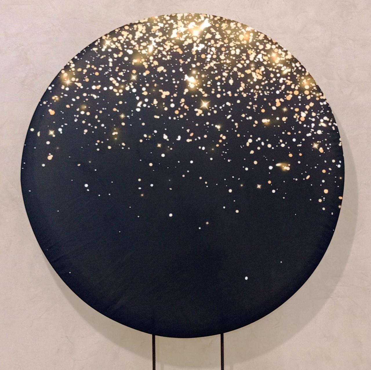 Capa P/ Painel Circular  -  Gliter  Dourado/Preto - Vanessalocações