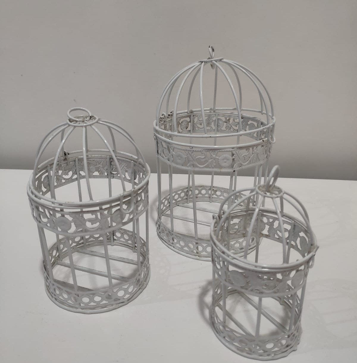 Trio de Gaiola de Mesa Branco - Vanessalocações