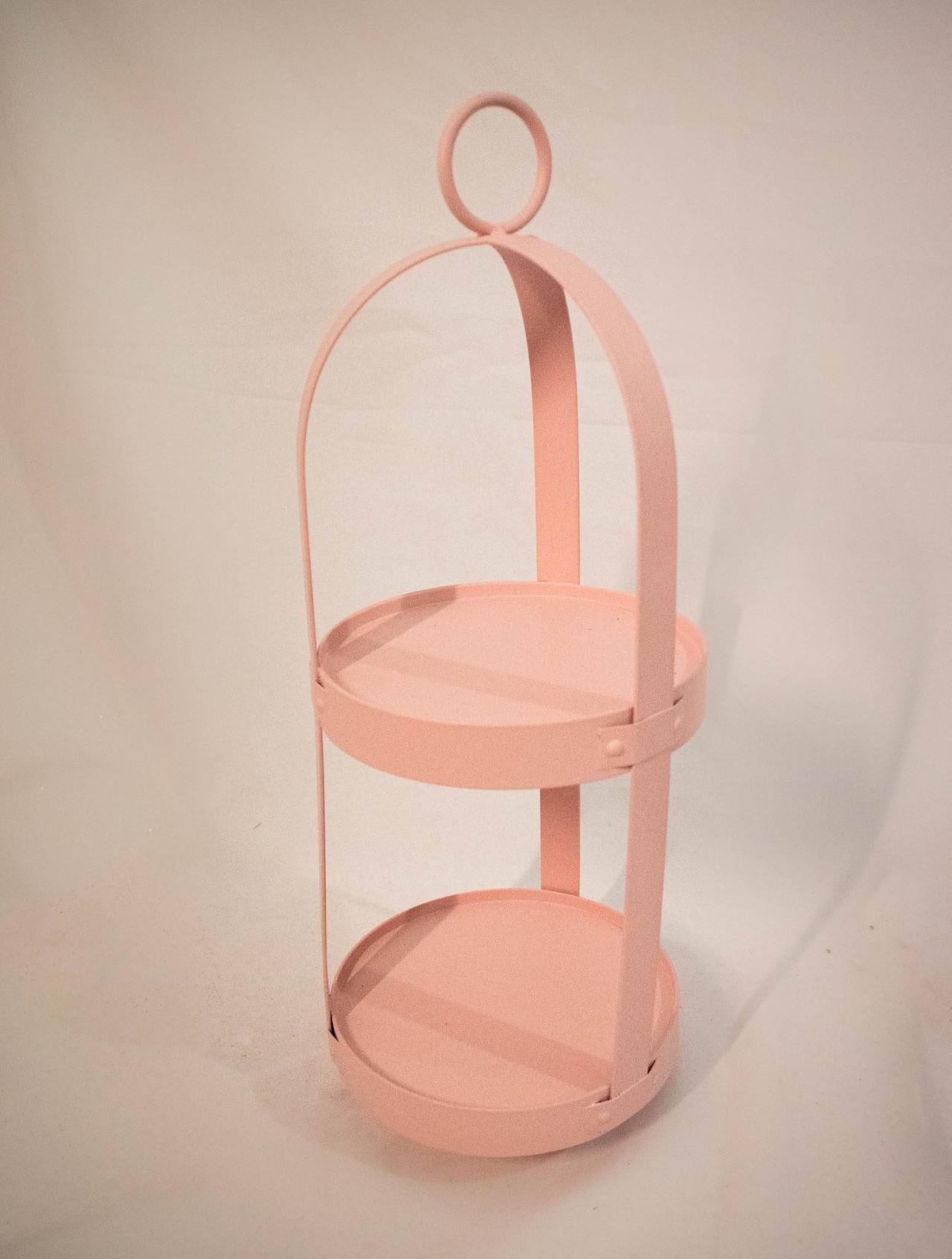 Porta Doces Metal 2 Andares Rosa - Vanessalocações