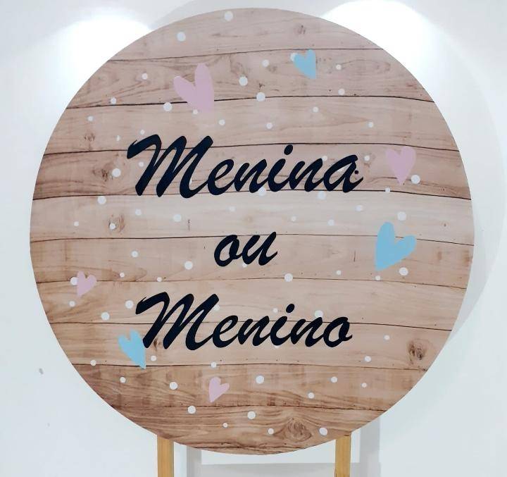 Capa P/ Painel Circular  - Chá Revelação  - Amadeirado - Vanessalocações