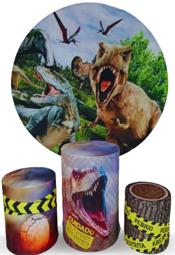 Coleção Clean - Jurassic - Painel + Suporte + Trio de Cilindros + Capas - CamaleãoLocaçoes